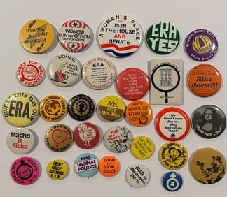 Group of Vintage 1970s ERA Womens Equal Rights Button Lot