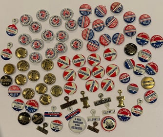 Large Lot of Vintage 1960s Barry Goldwater Buttons Pinbacks