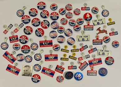 Lot of Vintage 1960s LBJ Lyndon Johnson Campaign Pinbacks
