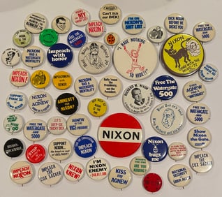 Lot of Vintage 1970s Watergate Anti Richard Nixon Buttons