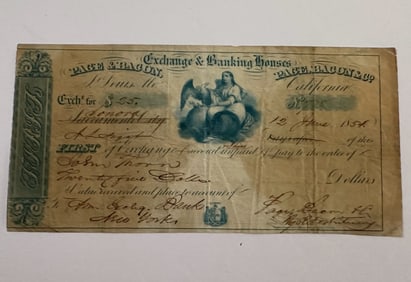 Antique 1854 Page & Bacon Banking House Eagle Woman Sonora CA