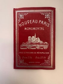 Antique 1889 Folding Map of Nouveau Paris Monumental by Garnier Freres