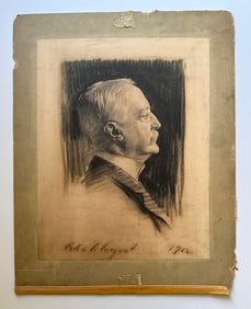 Antique Charcoal Portrait of John Cadwalader by John Singer Sargent