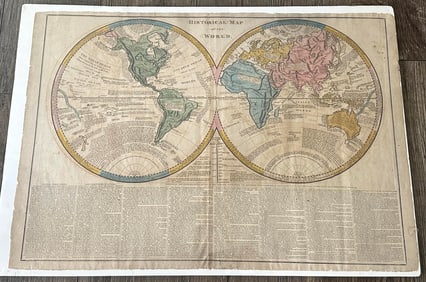 Antique 19th Century 1813 R. Juigne Historical Map of the World