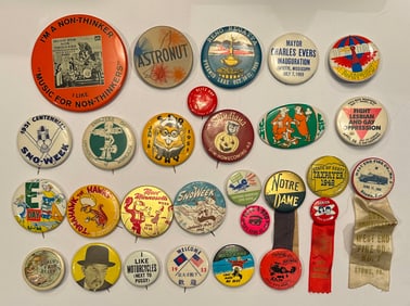 Lot of Vintage 1950s 1960s Buttons Pinbacks Sports and Events