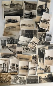 Lot of Antique Vintage Photos Gas Stations Ships Airplanes Surfers