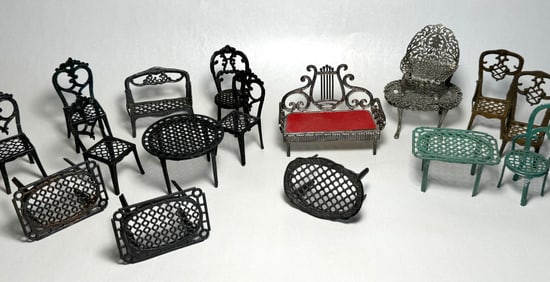Miniature Doll House 1930s White Metal Furniture Accessories
