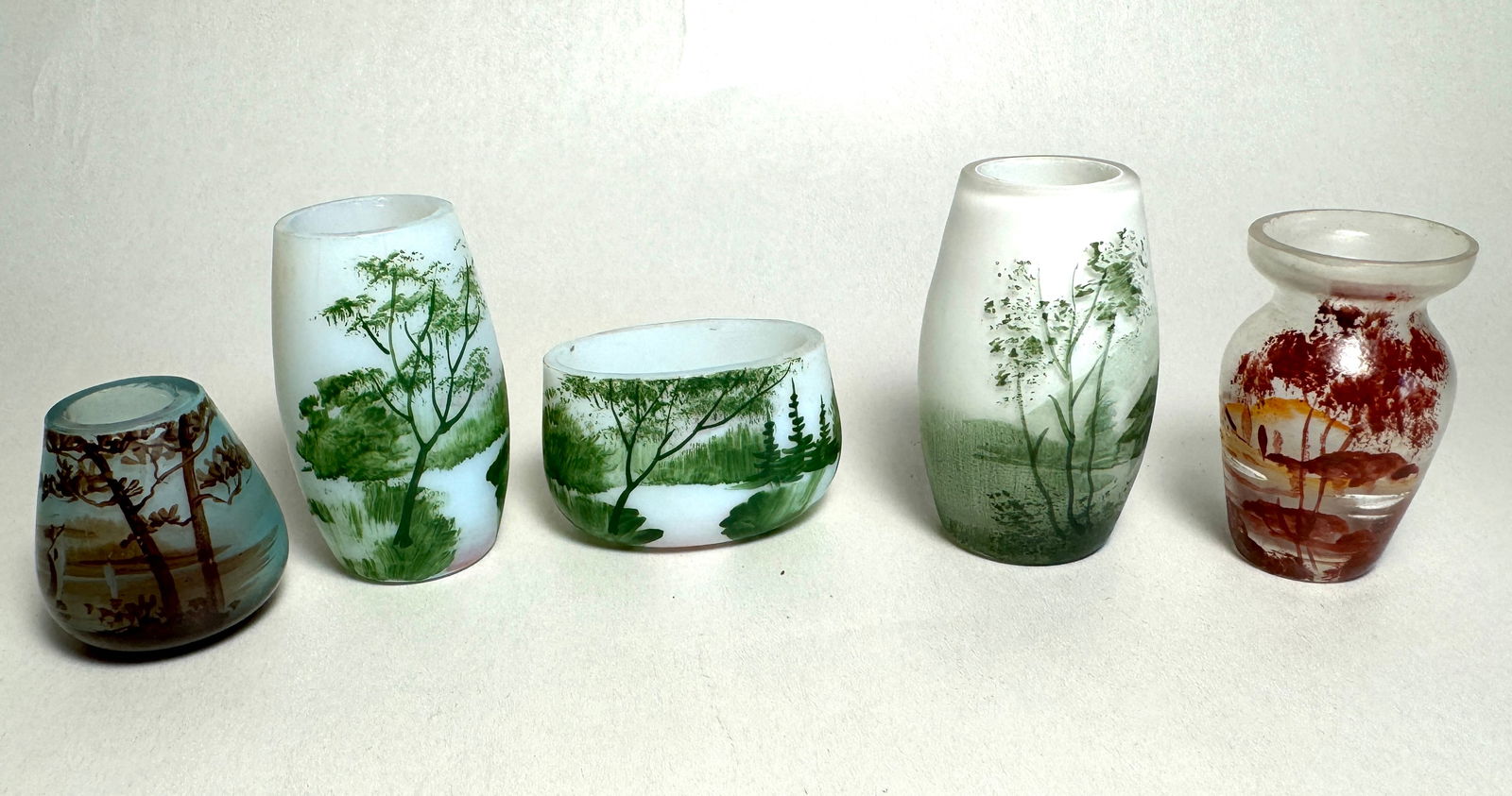 Mixed Lot of Miniature Doll House French Cameo Glass Vases (1 of 5)