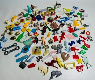 Mixed Lot of Miniature Doll House Accessories & Charms Totems in Plastic