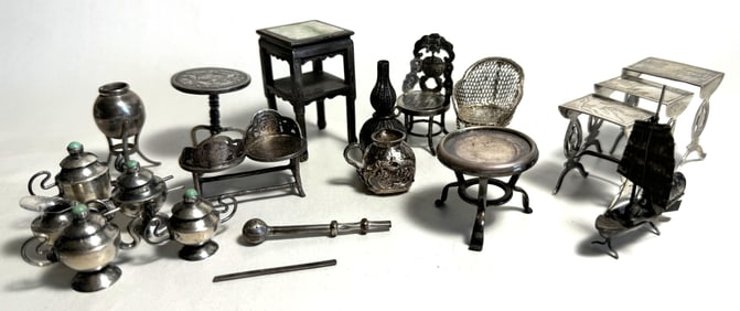 Mixed Lot of Miniature Chinese &  Asian Silver