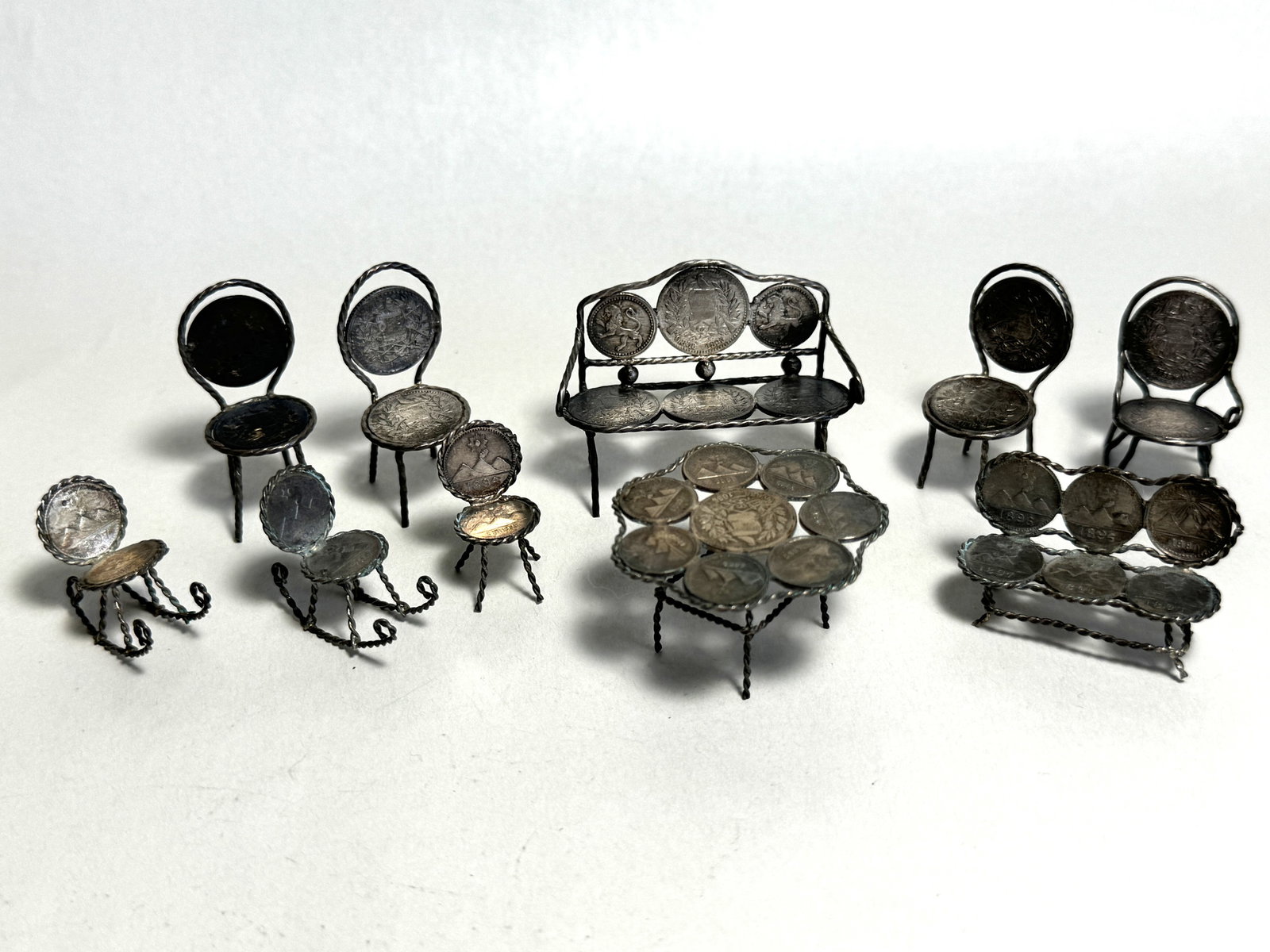 Mixed Lot of Miniature Silver Coin Doll House Furniture (1 of 8)