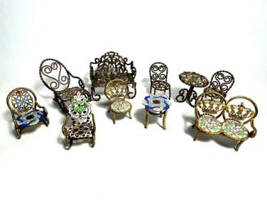 Mixed Lot of Miniature Doll House Enameled Furniture