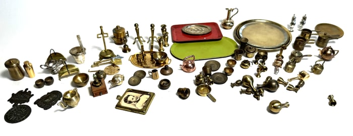 Mixed Lot of Miniature Doll House Brass Accessories Fixtures