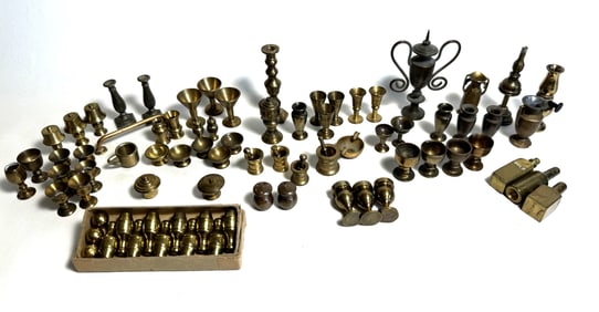 Mixed Lot of Miniature Doll House Brass Accessories Fixtures