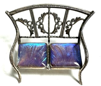 English Silver Repose Parlor Chair Doll House Miniature