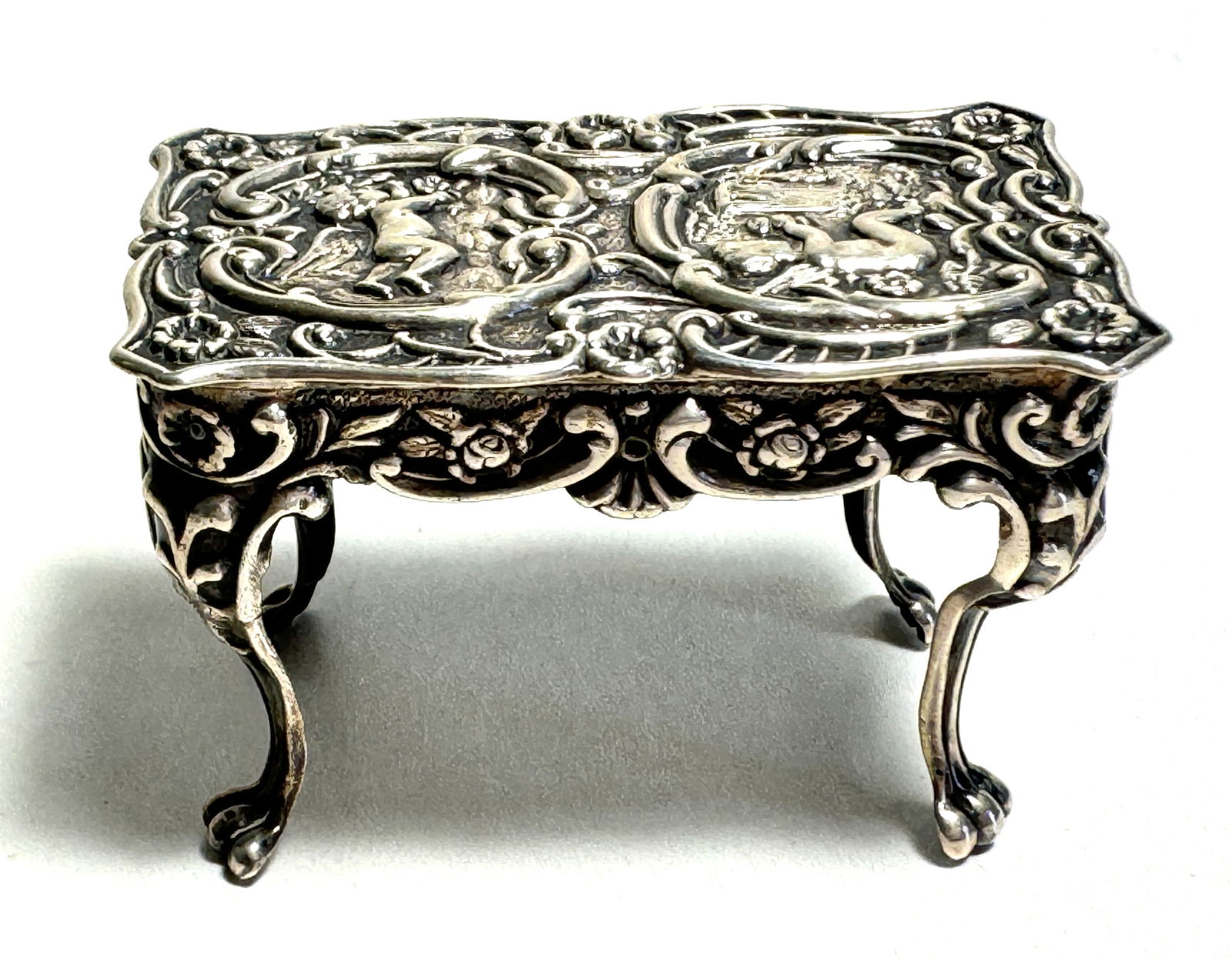 Vintage 19th Century English Silver Doll House Miniature Repose Parlor Table (1 of 5)