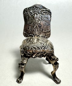 Vintage Silver Doll House Miniature Repose Parlor Chair