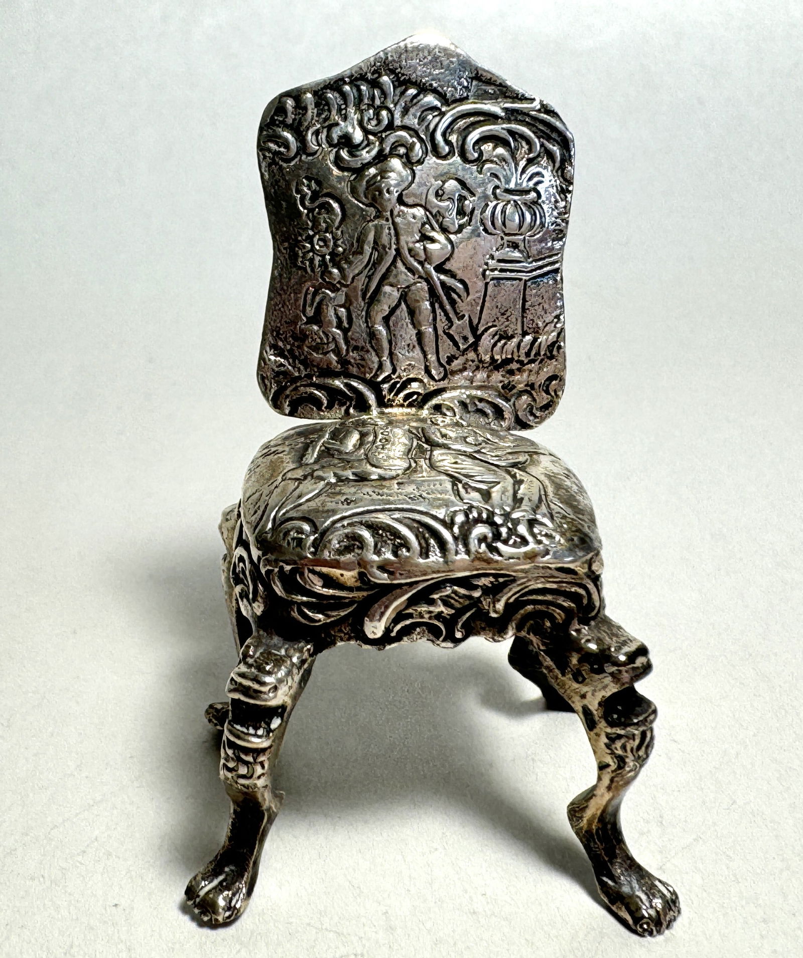 Vintage Silver Doll House Miniature Repose Parlor Chair (1 of 5)