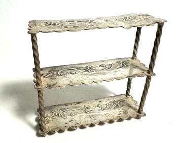 Vintage Silver Doll House Miniature Repose Repose Shelf
