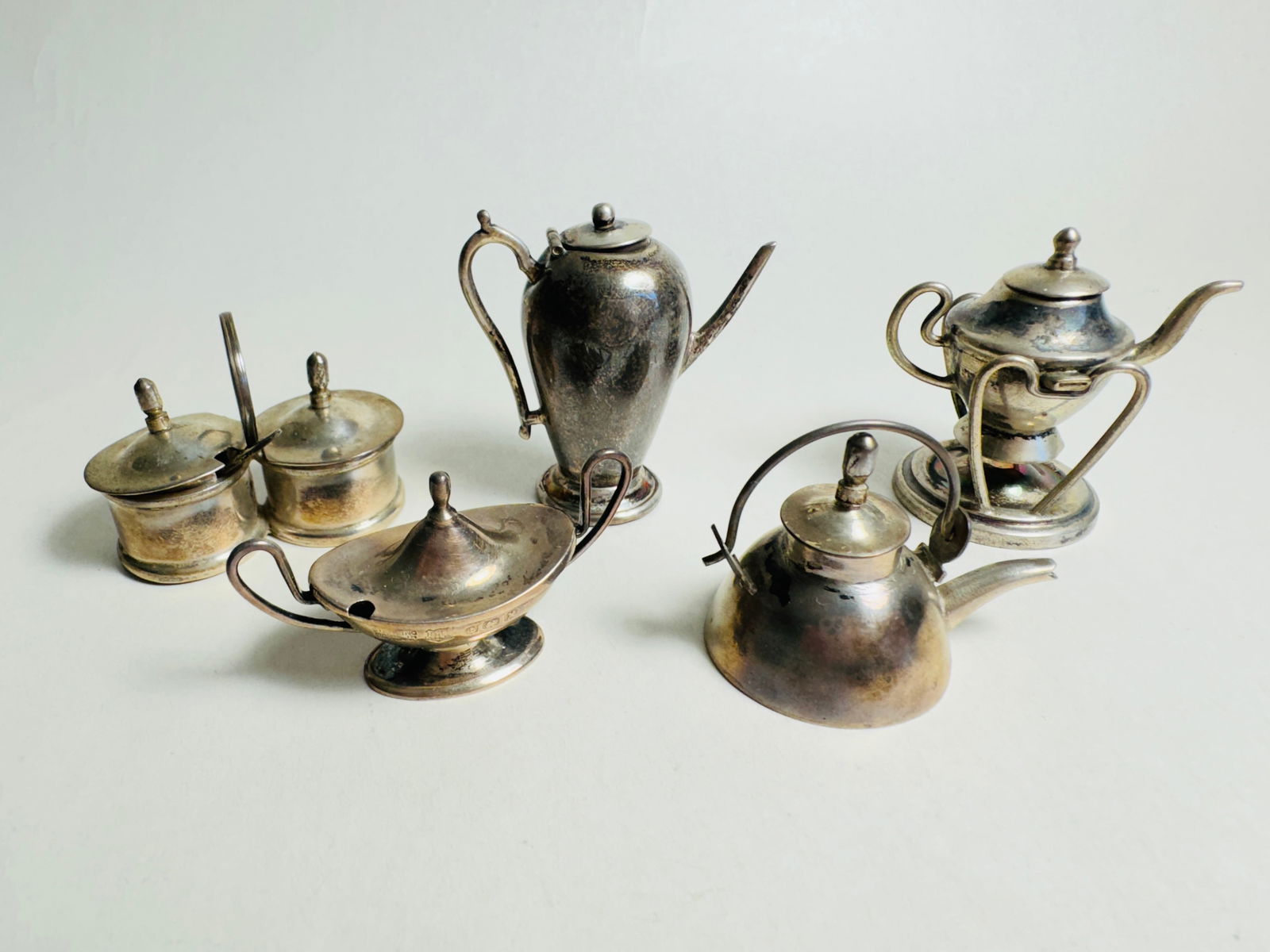 Vintage Silver Doll House Miniature Tea Accessory Lot (1 of 7)