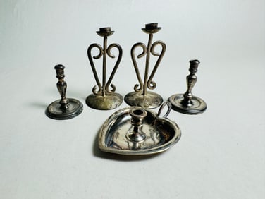 Vintage Silver Doll House Miniature Sterling Candlestick Candelabra Lot