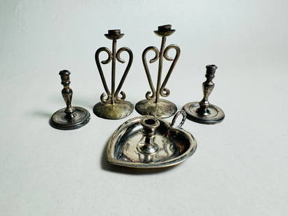 Vintage Silver Doll House Miniature Sterling Candlestick Candelabra Lot: This is an extremely finely crafted doll house miniature lot made of sterling.