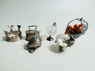 Vintage Silver Doll House Miniature Sterling Table Accessories