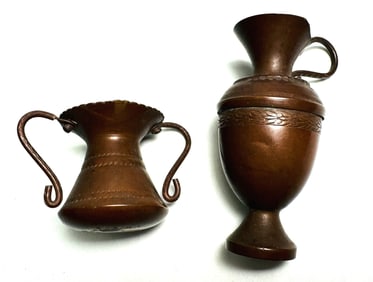 Vintage Doll House Miniature Ancient Copper Vases