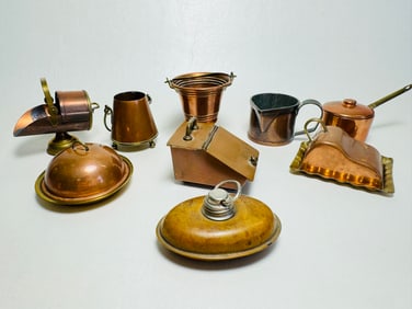 Vintage Doll House Miniature Copper Metal Accessories Lot