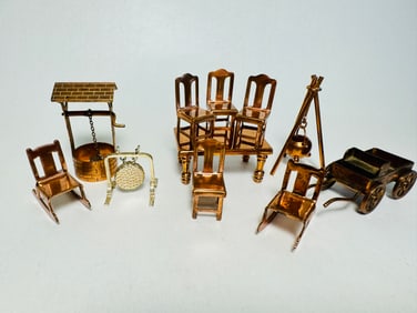 Vintage Doll House Miniature Copper Accessories Lot