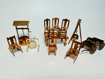 Vintage Doll House Miniature Copper Accessories Lot: This is an extremely finely crafted doll house miniature lot.