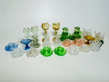 Vintage Doll House Miniature Murano Glass Candle & Accessories Lot