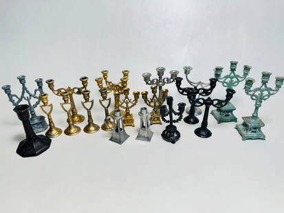 Vintage Dollhouse Miniature Candlesticks Candelabras: This is a very nice miniature lot. Most appear to be made from white metal and older. Excellent condition overall.
