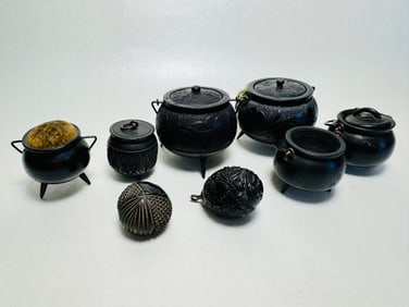 Vintage Dollhouse Miniature Bogwood Pots Cauldrons