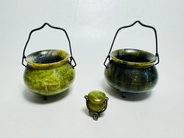 Vintage Dollhouse Miniature Stone Cauldrons Pots