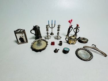 Vintage Dollhouse Miniature Sterling Silver Pieces
