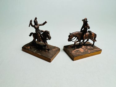 Vintage Dollhouse Miniature Bronzed Remington Statues