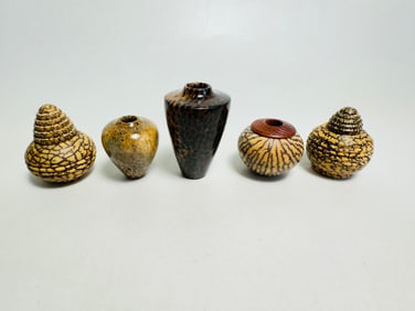 Vintage Dollhouse Miniature Accessories Stone Turned Bowls & Vases