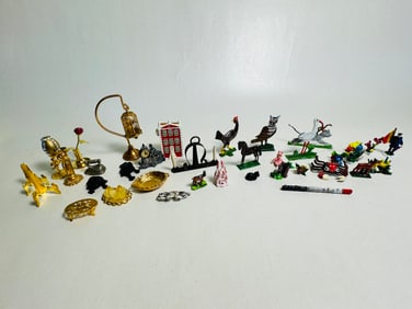 Vintage Dollhouse Miniature Mixed Accessories Metal Animals & Tablewares