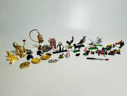 Vintage Dollhouse Miniature Mixed Accessories Metal Animals & Tablewares: This is an utterly incredible lot. Comes with everything shown.