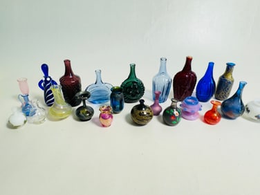 Vintage Dollhouse Miniature Mixed Murano Glass Bottles & More
