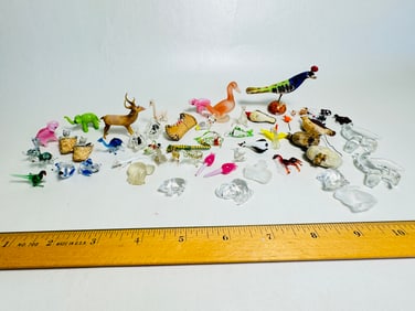 Vintage Dollhouse Miniature Mixed Glass Animal Lot