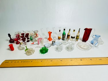 Vintage Dollhouse Miniature Mixed Glass Tableware