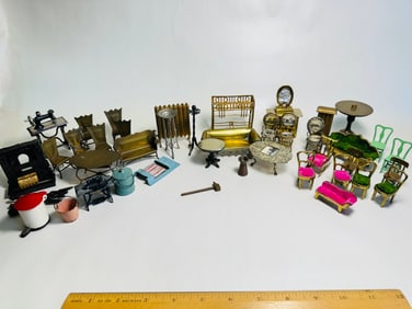 Vintage Dollhouse Miniature Mixed Lot of Household Furniture Accessories