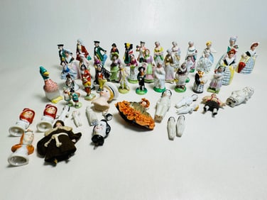 Vintage Dollhouse Miniature Mixed Lot of Staffordshire & Other Porcelain Figures