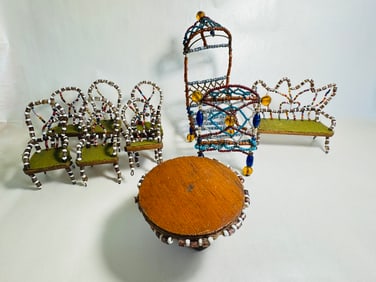 Vintage Dollhouse Miniature Lot of 19th Century Victorian Beaded Furniture