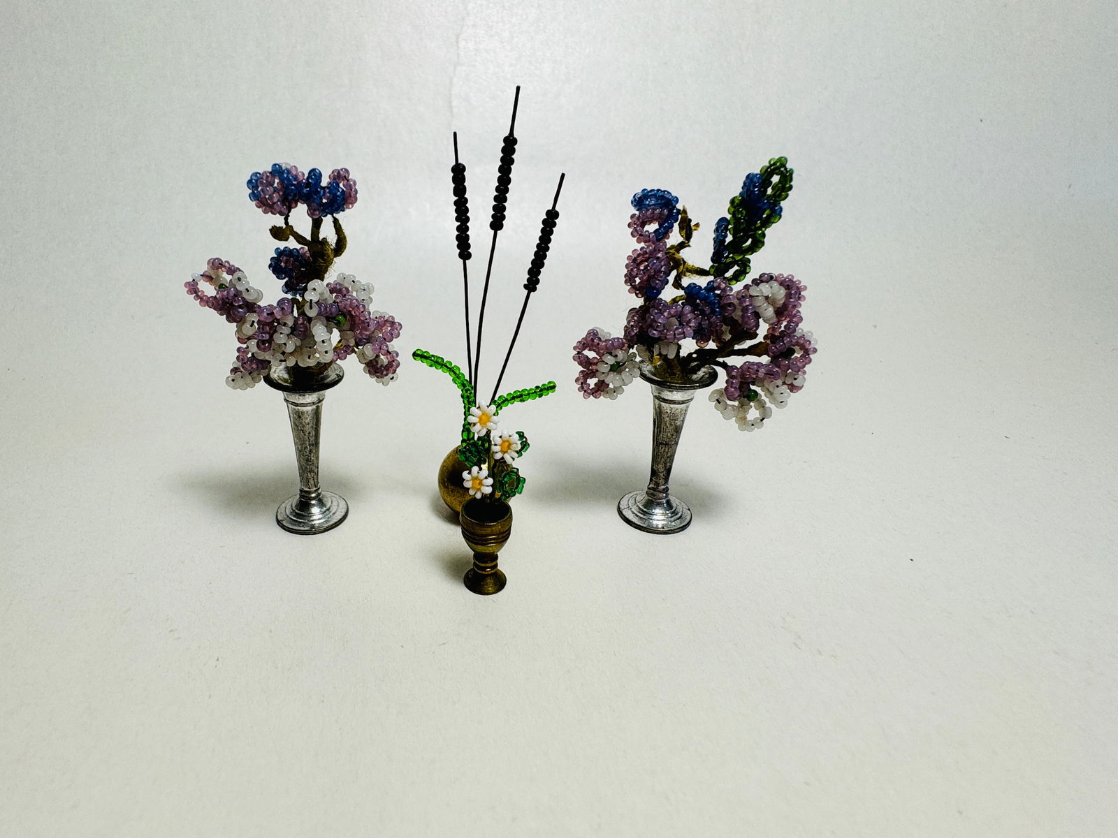 Vintage Dollhouse Miniature Beaded Flower Immortelles Lot (1 of 5)