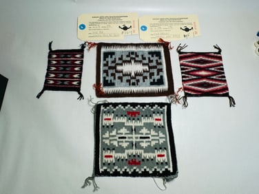Vintage Dollhouse Miniature Handmade Native American Indian Rugs