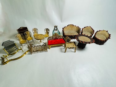 Vintage Dollhouse Miniature Household Furniture & Accessories