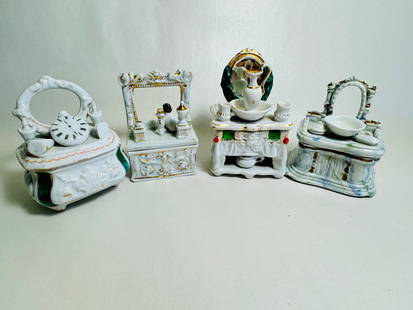 Vintage Dollhouse Miniature 19th Century Victorian Trinket Boxes: This is an very nice lot with an extensive array of finely detailed articles.